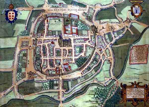 Brac térképe, Georg Braun (1541-1622) és Frans Hogenberg (1535-90) „Civitates Orbis Terrarum”-ból, 1572 körül (színes metszet) alkotó: Joris (after) Hoefnagel