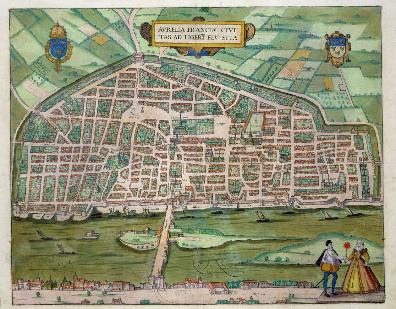 Aurelia térképe, Georg Braun (1541-1622) és Frans Hogenberg (1535-90) „Civitates Orbis Terrarum”-ból, 1572-1617 körül alkotó: Joris Hoefnagel