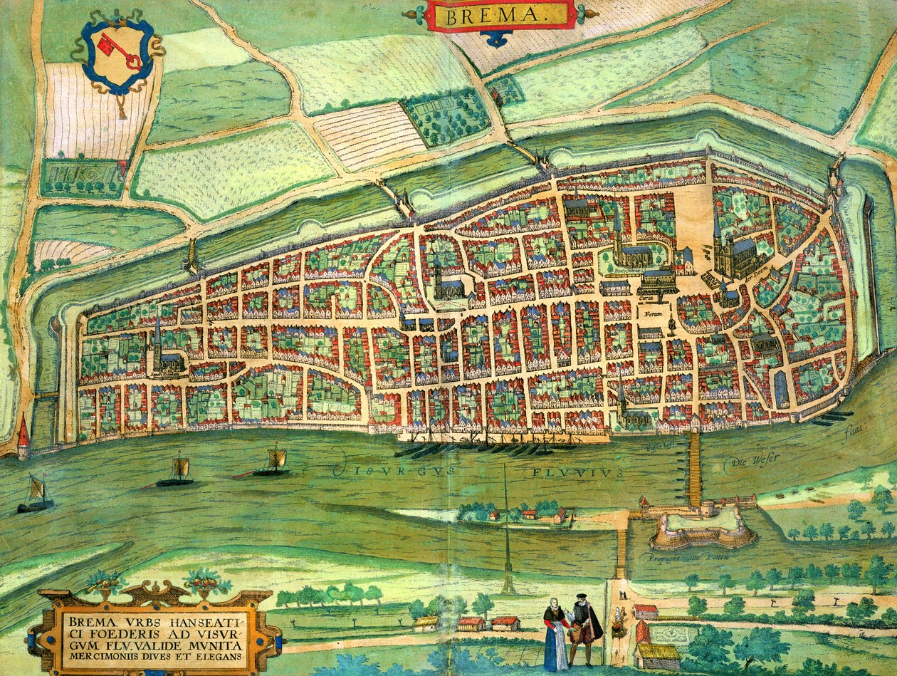 Bréma térképe, Georg Braun (1541-1622) és Frans Hogenberg (1535-90) „A világ városai” c. 1572-1617 alkotó: Joris Hoefnagel