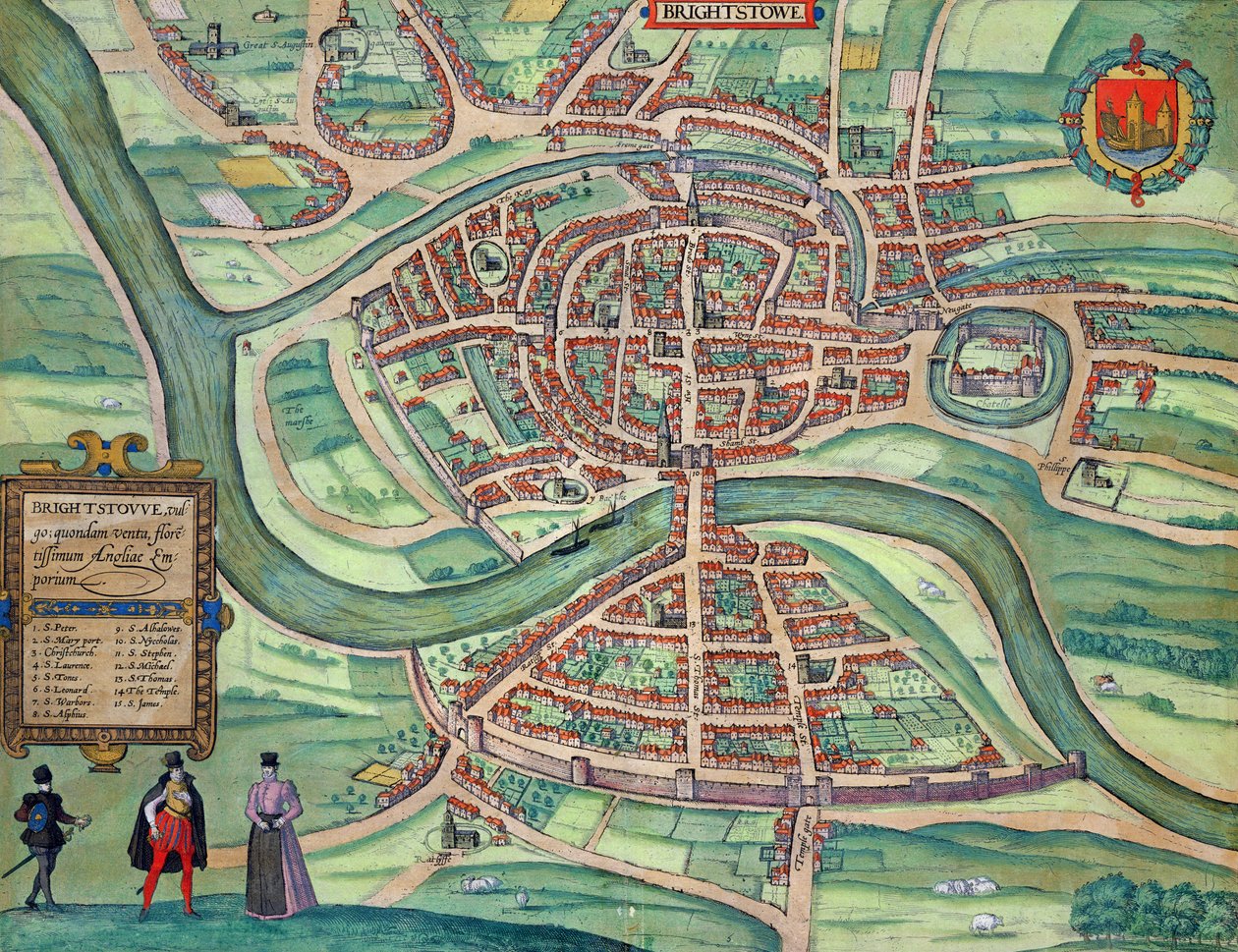 Bristol térképe, Georg Braun (1541-1622) és Frans Hogenberg (1535-90) „A világ városai” c. 1572-1617 alkotó: Joris Hoefnagel