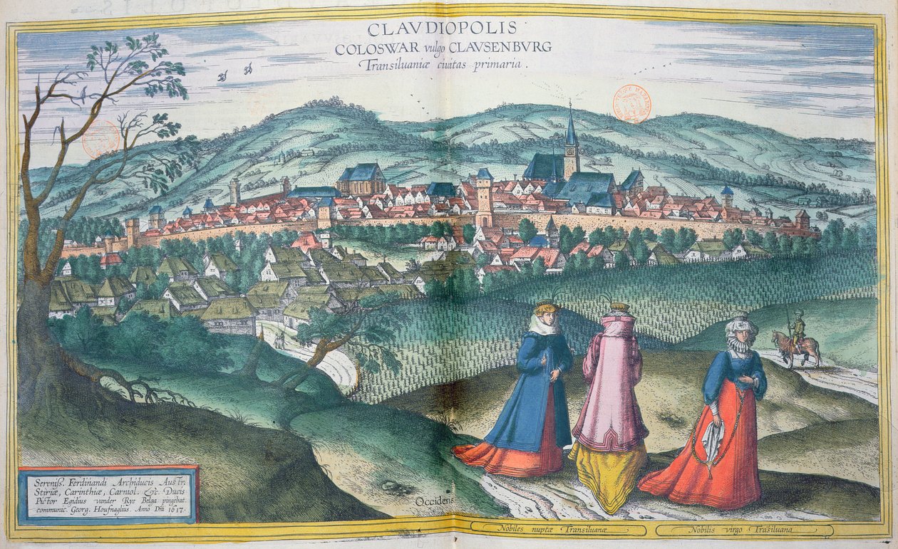 Claudiopolis térképe, Georg Braun (1541-1622) és Frans Hogenberg (1535-90) „Civitates Orbis Terrarum” című művéből, Brüsszel, 1574 alkotó: Joris Hoefnagel