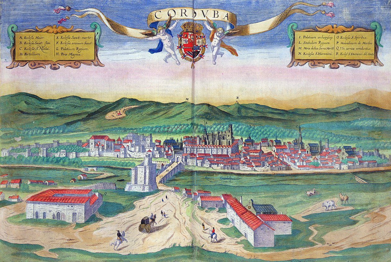Cordoba térképe, Georg Braun (1541-1622) és Frans Hogenberg (1535-90) „Civitates Orbis Terrarum”-ból, 1572-1617 körül alkotó: Joris Hoefnagel