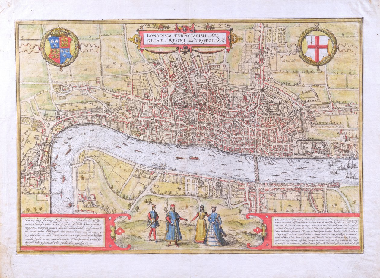 London térképe, a Civitates Orbis Terrarumból, Georg Braun (1542-1622) és Frans Hogenburg (1635-90), 1572 körül (lásd még: 51896 és 58543) alkotó: Joris Hoefnagel