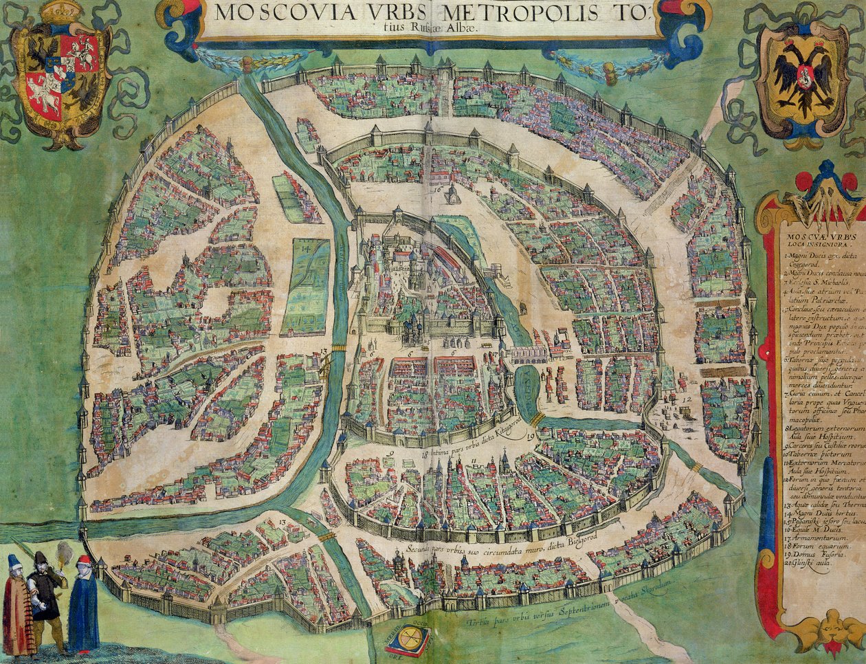Moszkva térképe, Georg Braun (1541-1622) és Frans Hogenberg (1535-90) „A világ városai” c. 1572-1617 alkotó: Joris Hoefnagel