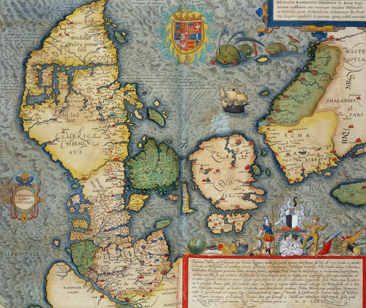 Észak-Európa térképe, Georg Braun (1541-1622) és Frans Hogenberg (1535-90) „Civitates Orbis Terrarum” c. 1572-1617 alkotó: Joris Hoefnagel