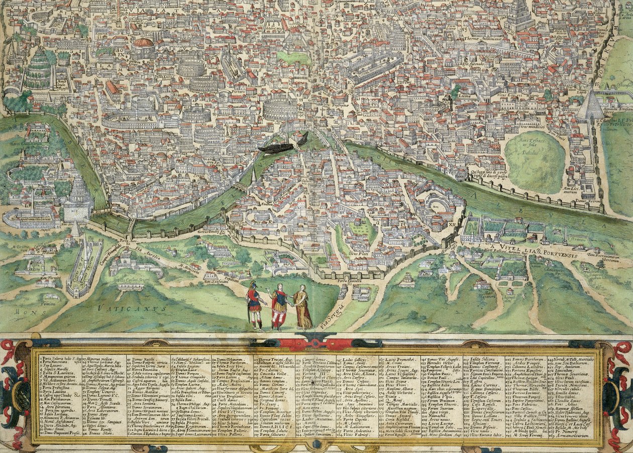 Róma térképe, Georg Braun (1541-1622) és Frans Hogenberg (1535-90) „Civitates Orbis Terrarum” című művéből, 1572-1617 körül (lásd: 138955) alkotó: Joris Hoefnagel