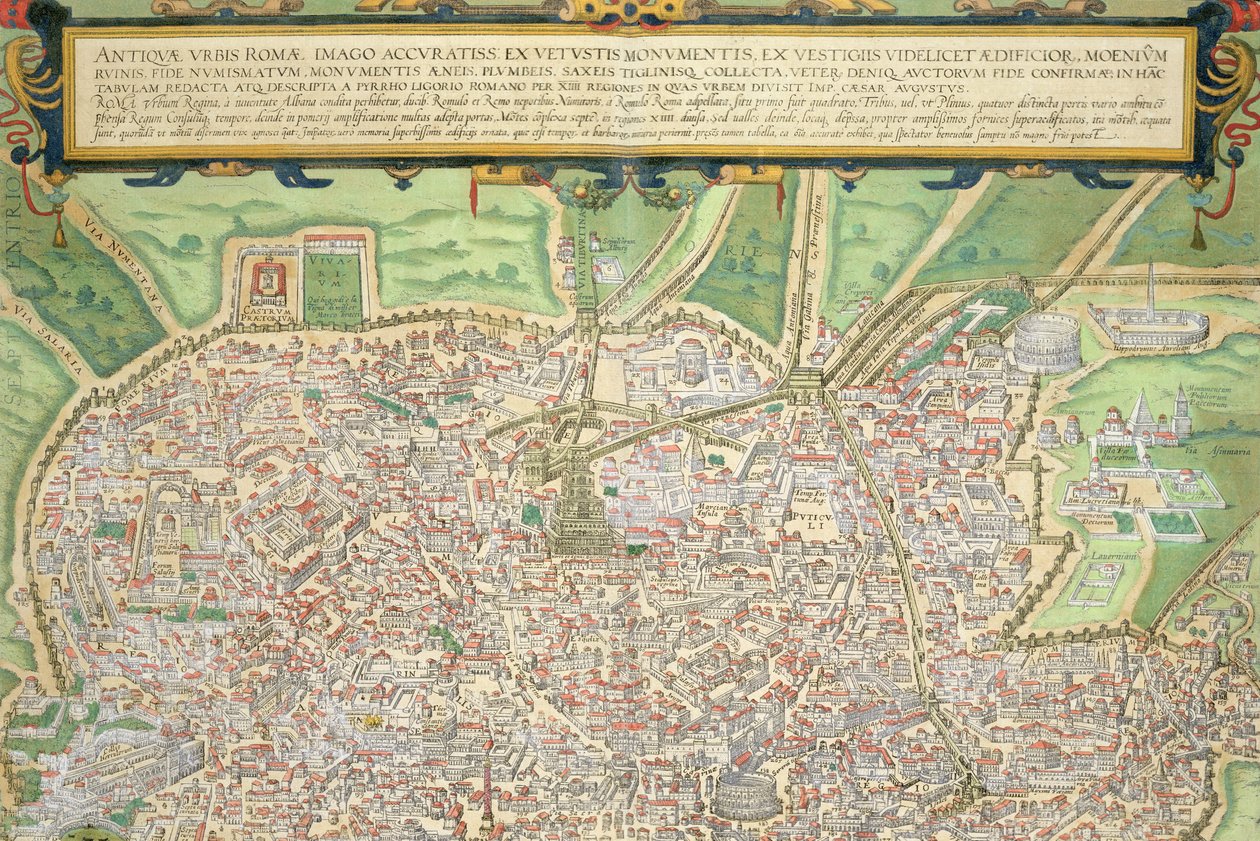 Róma térképe, Georg Braun (1541-1622) és Frans Hogenberg (1535-90) „Civitates Orbis Terrarum” című művéből, 1572-1617 körül (lásd: 138961) alkotó: Joris Hoefnagel