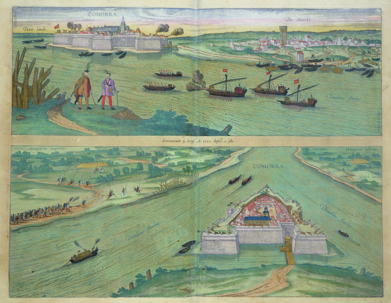 Comorra két képe, Georg Braun (1541-1622) és Frans Hogenburg (1535-90) „Civitates Orbis Terrarum” című művéből, 1572 körül alkotó: Joris Hoefnagel