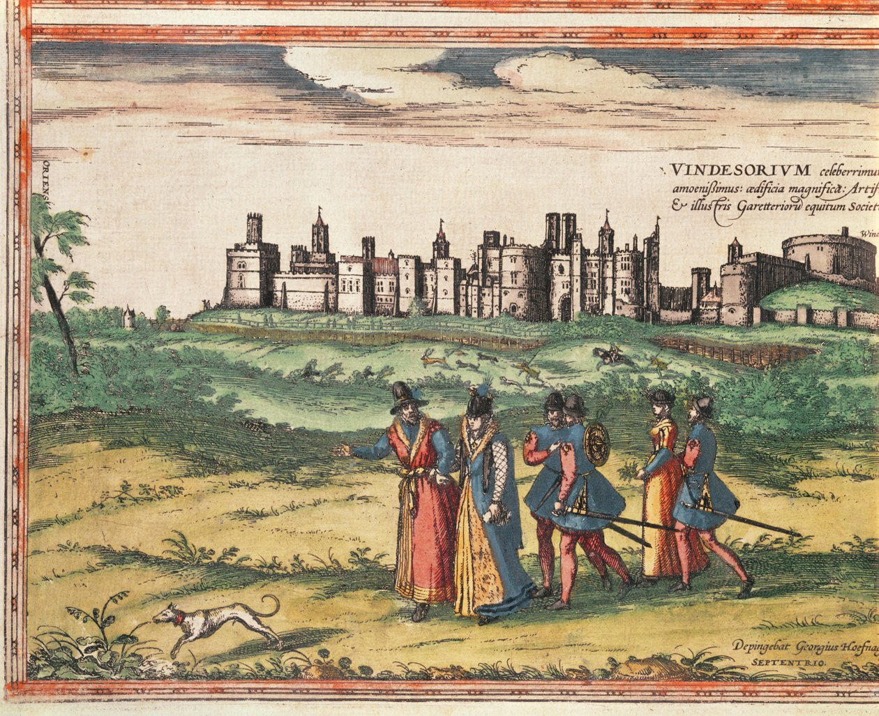 A windsori kastély látképe, Georg Braun (1541-1622) és Frans Hogenberg (1535-90) "Civitates Orbis Terrarum" című művéből 1599 alkotó: Joris Hoefnagel