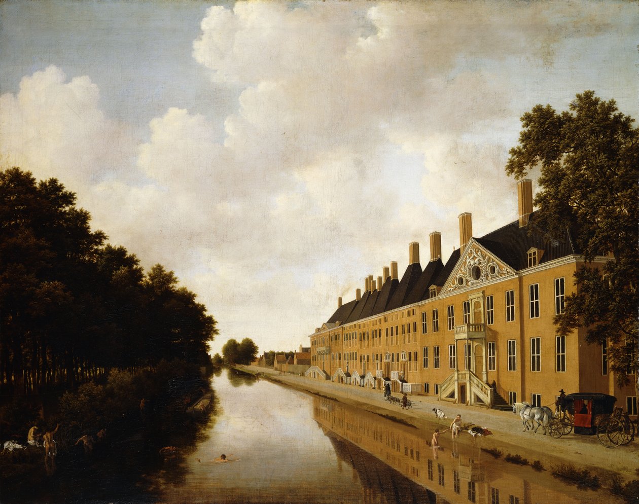 Kilátás a Princessgrachtról, Hágában, a Bezuidenhoutseweg és a Post Singelgracht felé nézve, 1660 körül alkotó: Joris van der Hagen