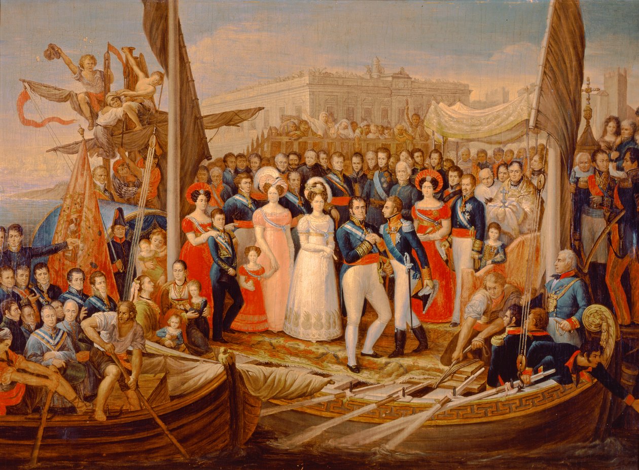 VII. Ferdinánd Kiszállás a Santa Maria kikötőben, 19. század alkotó: José Aparicio