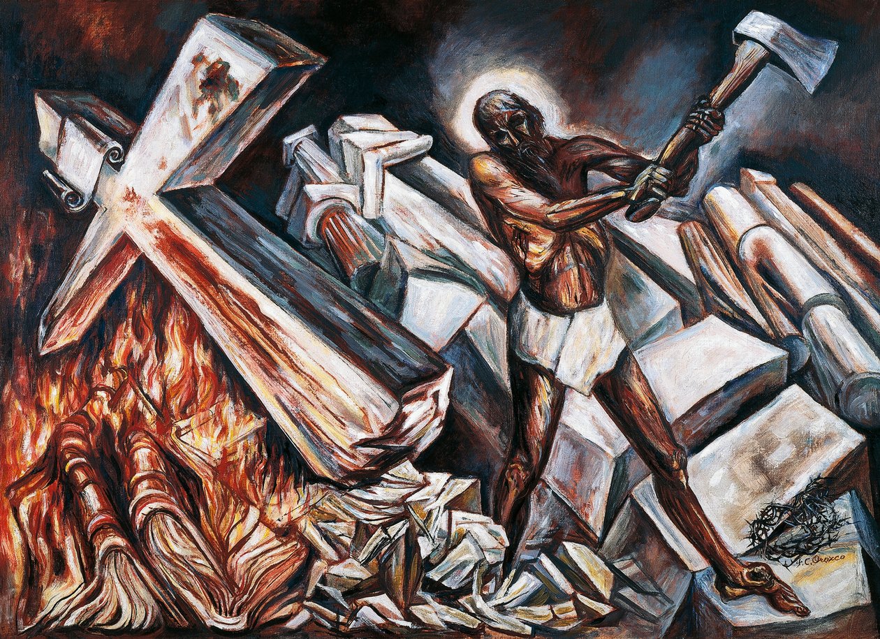 Krisztus lerombolja keresztjét alkotó: José Clemente Orozco