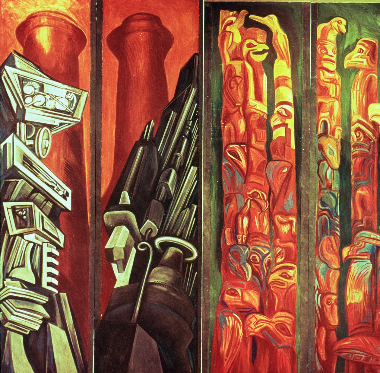 III. dekoratív panel, Az amerikai civilizáció eposzából alkotó: José Clemente Orozco