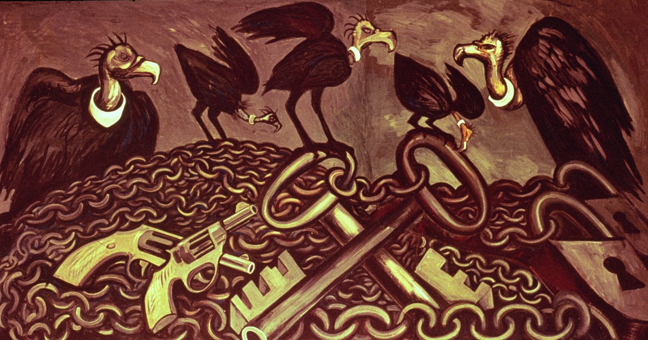 Dekoratív panel II, Az amerikai civilizáció eposzából alkotó: José Clemente Orozco
