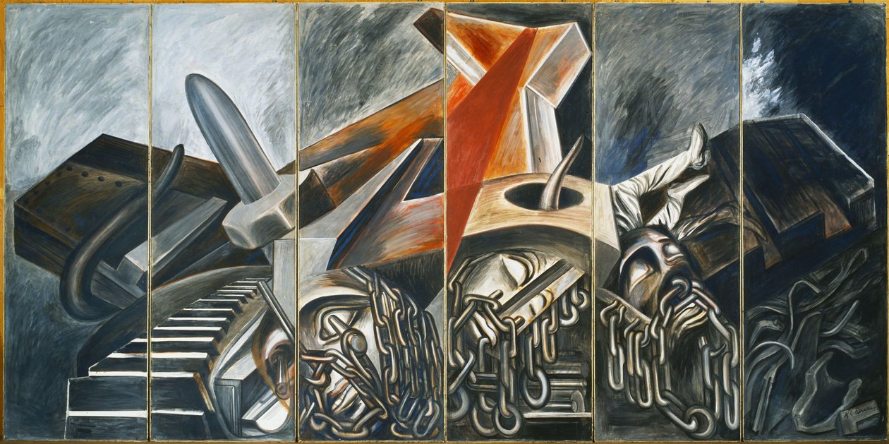 Búvárbombázó és tank, 1940. alkotó: José Clemente Orozco