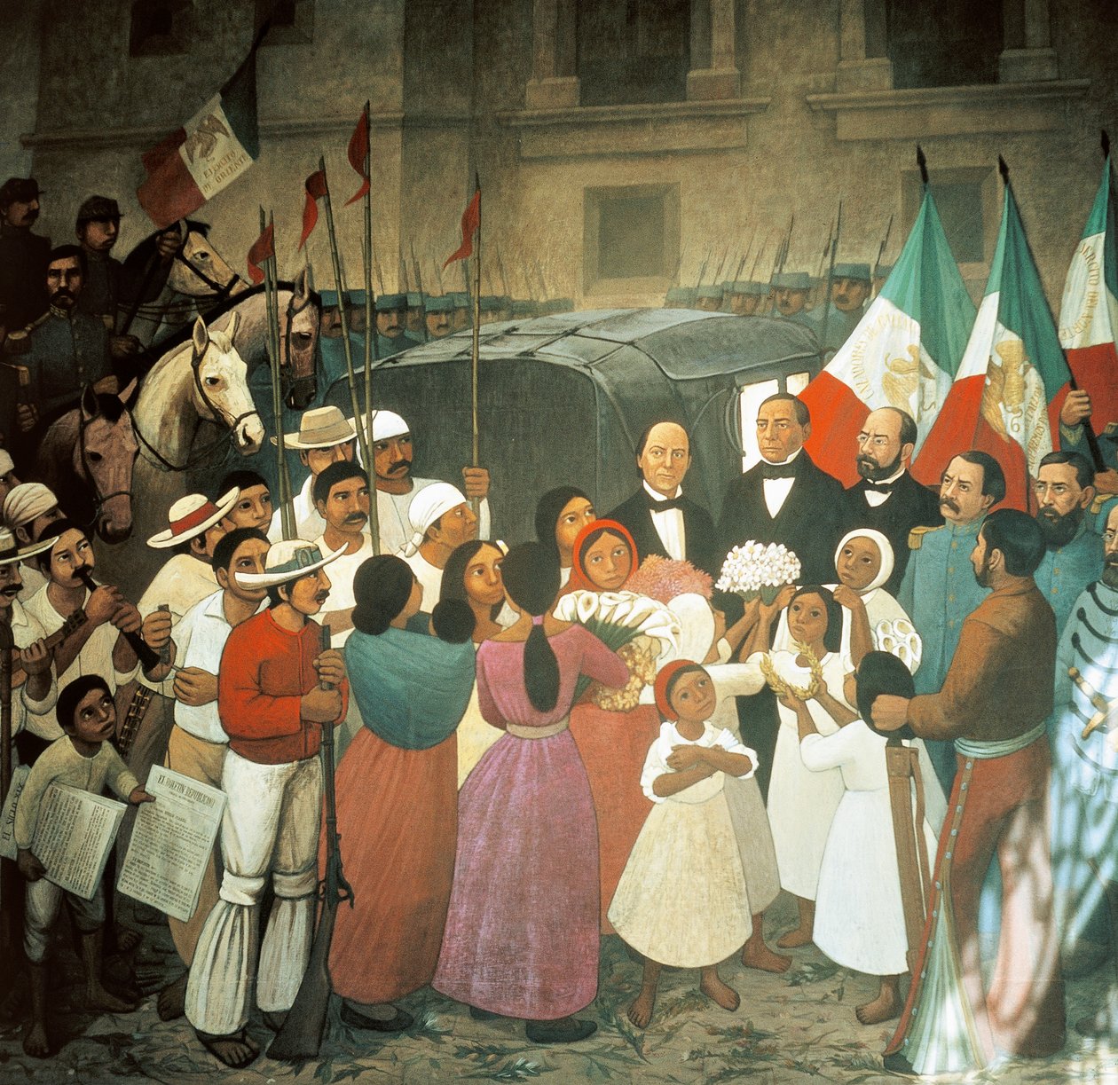 Benito Juarez érkezése, július 25 alkotó: José Clemente Orozco
