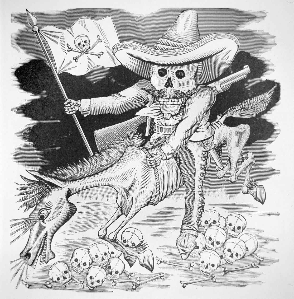 Zapatista koponya, 1910 körül (metszet) alkotó: José Guadalupe Posada