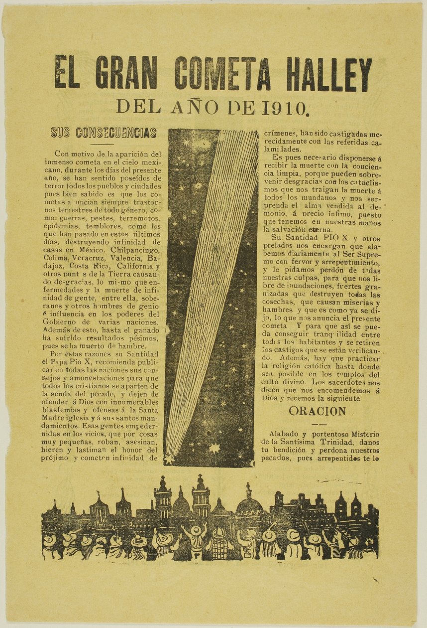 A Great Halley üstököse, 1899, 1910-ben jelent meg alkotó: José Guadalupe Posada