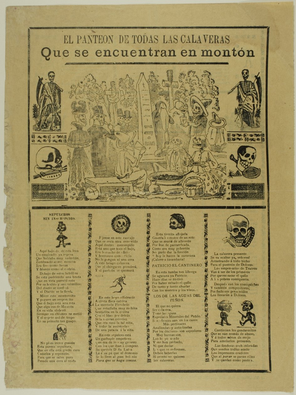 Az összes Calavera mauzóleuma, amelyek egy kupacban találhatók alkotó: José Guadalupe Posada