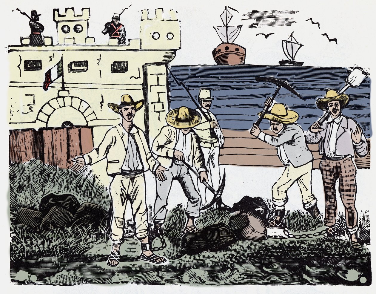 A mexikói forradalom (1910-1920): Fogolycsoportok kényszermunkában – Jose Guadalupe Posada (1852-1913) xilográfia alkotó: José Guadalupe Posada