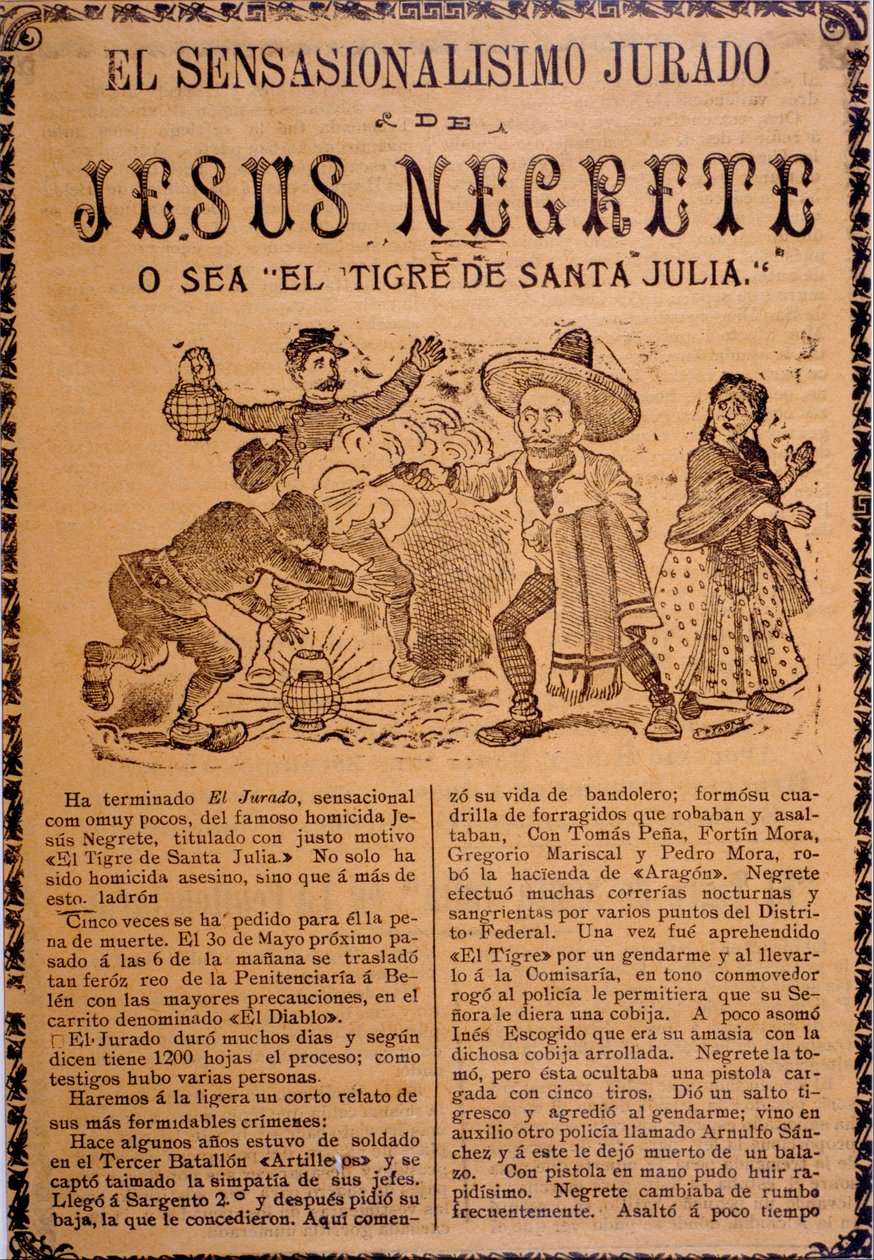 Jesús Black nagyon szenzációs cselekménye, a Santa Julia tigrise alkotó: José Guadalupe Posada
