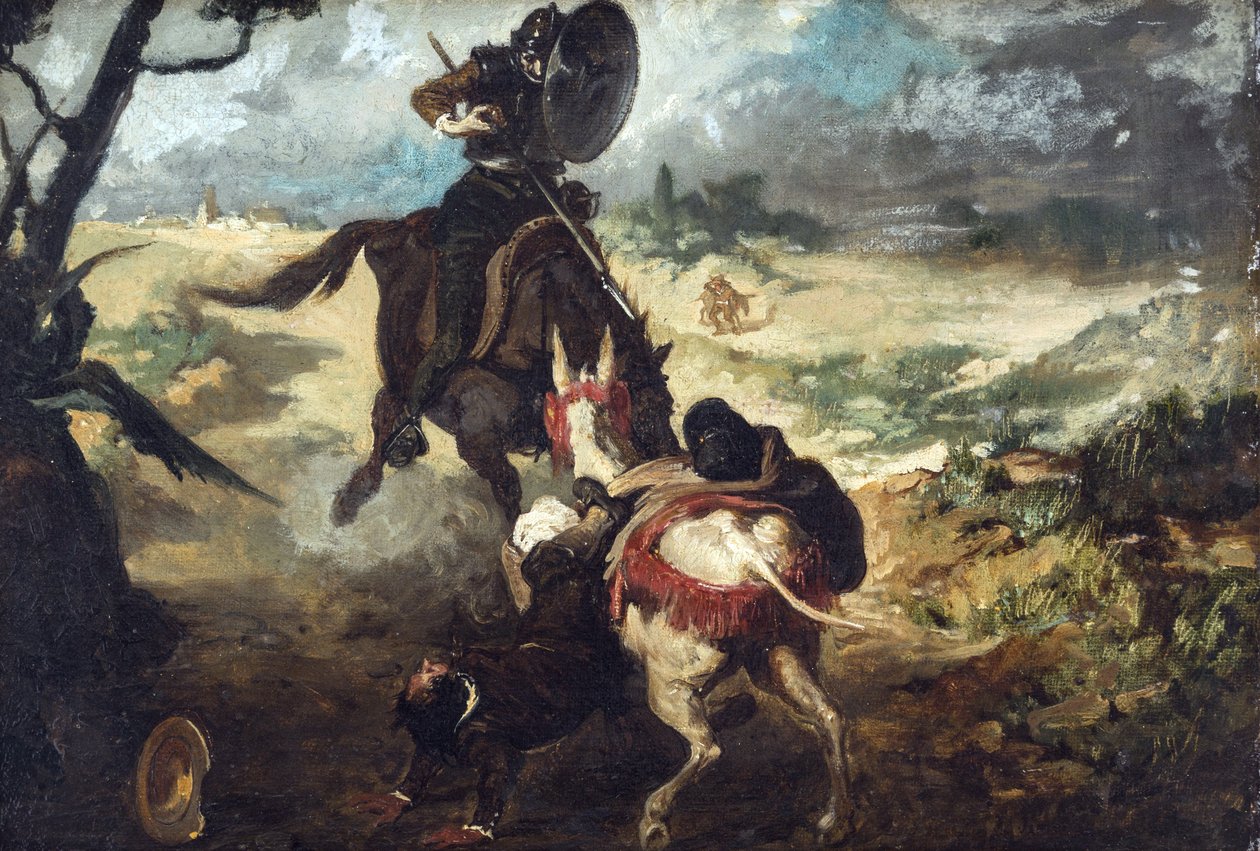 Jelenet a Don Quijote-ból, Cervantes - Jelenet a Don Quijote de la Mancha-ból, M. de Cervantes, Jimenez Aranda, Jose (1837-1903). olajfestmény alkotó: José Jiménez Aranda