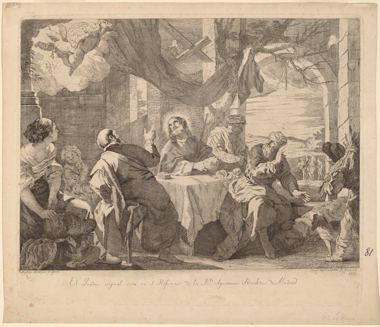 Vacsora Emmausban alkotó: José del Castillo, after Mateo Cerezo the younger