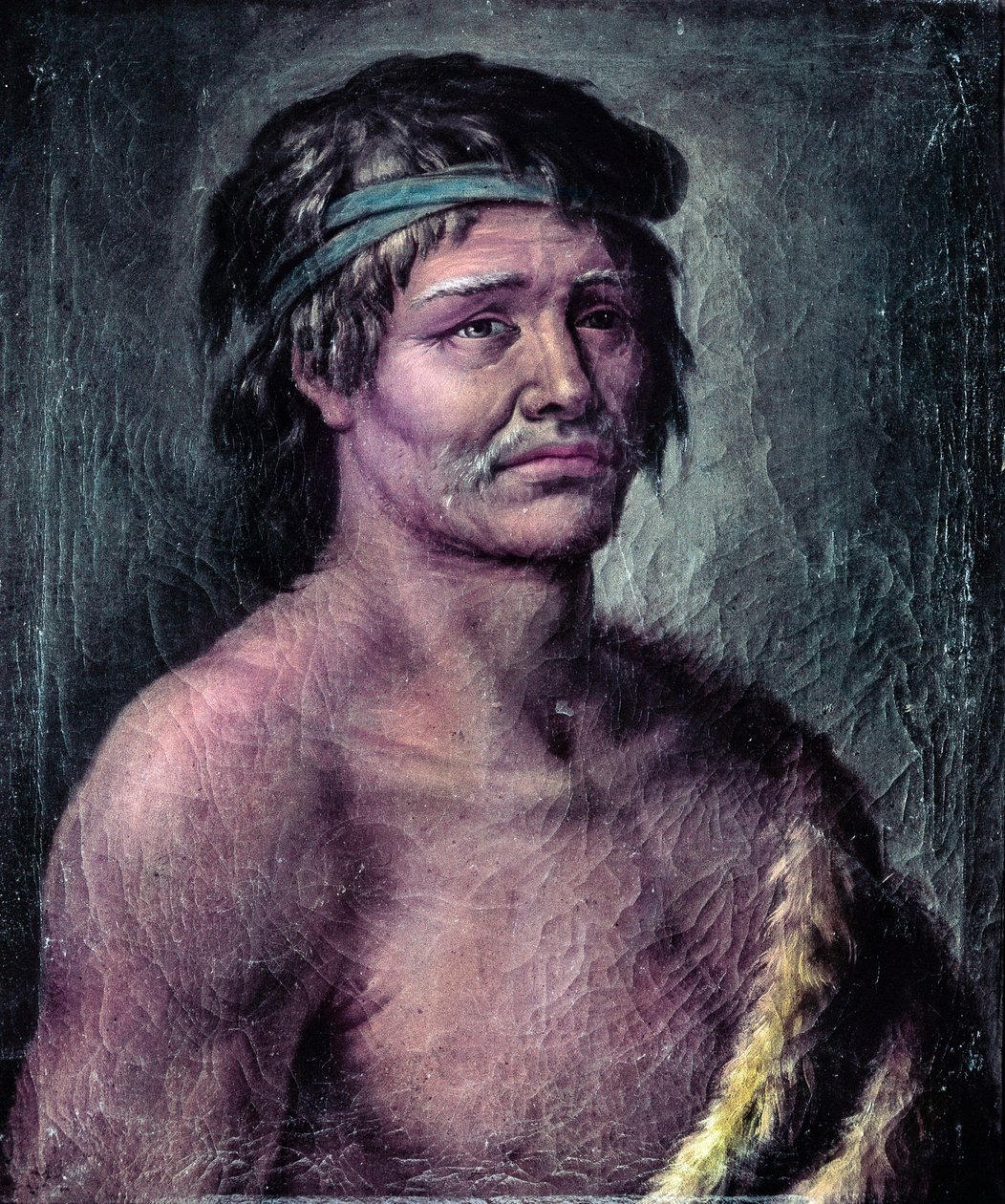 Patagóniai indián portréja, Alessandro Malaspina dél-amerikai expedíciója során készült rajz, kb. 1791 (rajz) alkotó: José del Pozo