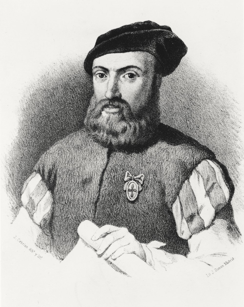 Ferdinand Magellán (kb. 1480-1521) (kőnyomat) alkotó: Jose Cebrian Garcia