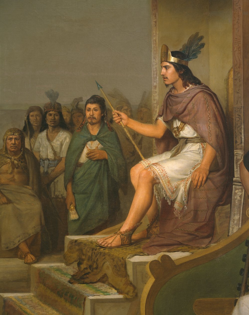 A pulche felfedezése, Montezuma II. részlete 1470-1520 körül 1869 olaj, vászon alkotó: José María Obregón