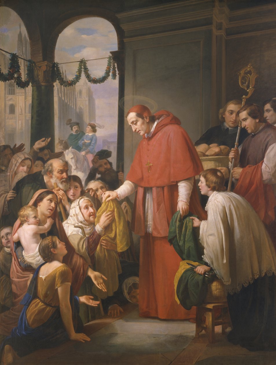 Borromeo Szent Károly milánói érsek alamizsnát oszt a szegényeknek, 1853 alkotó: José Salomé Pina