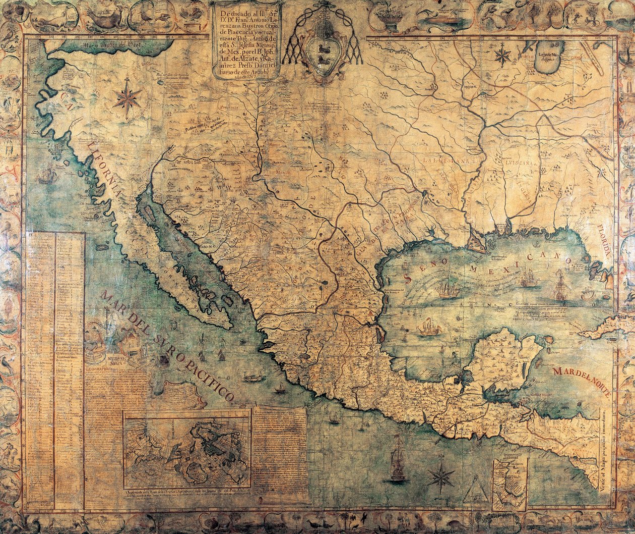 Új-Spanyolország térképe (Észak-Amerika) alkotó: Jose Antonio Alzate