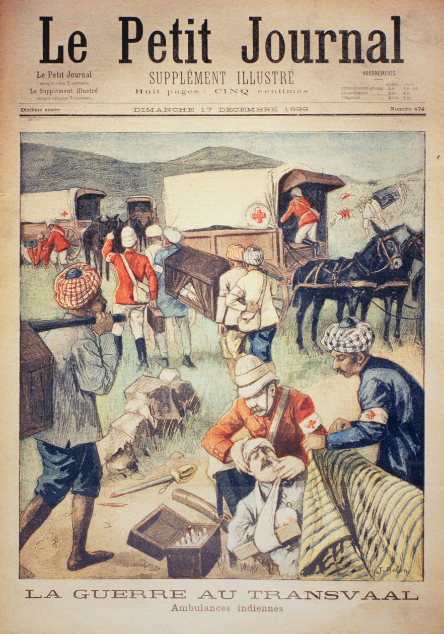The War in the Transvaal: Indiai mentők, a Le Petit Journal címlapja, 1899. december 17. alkotó: Jose Belon