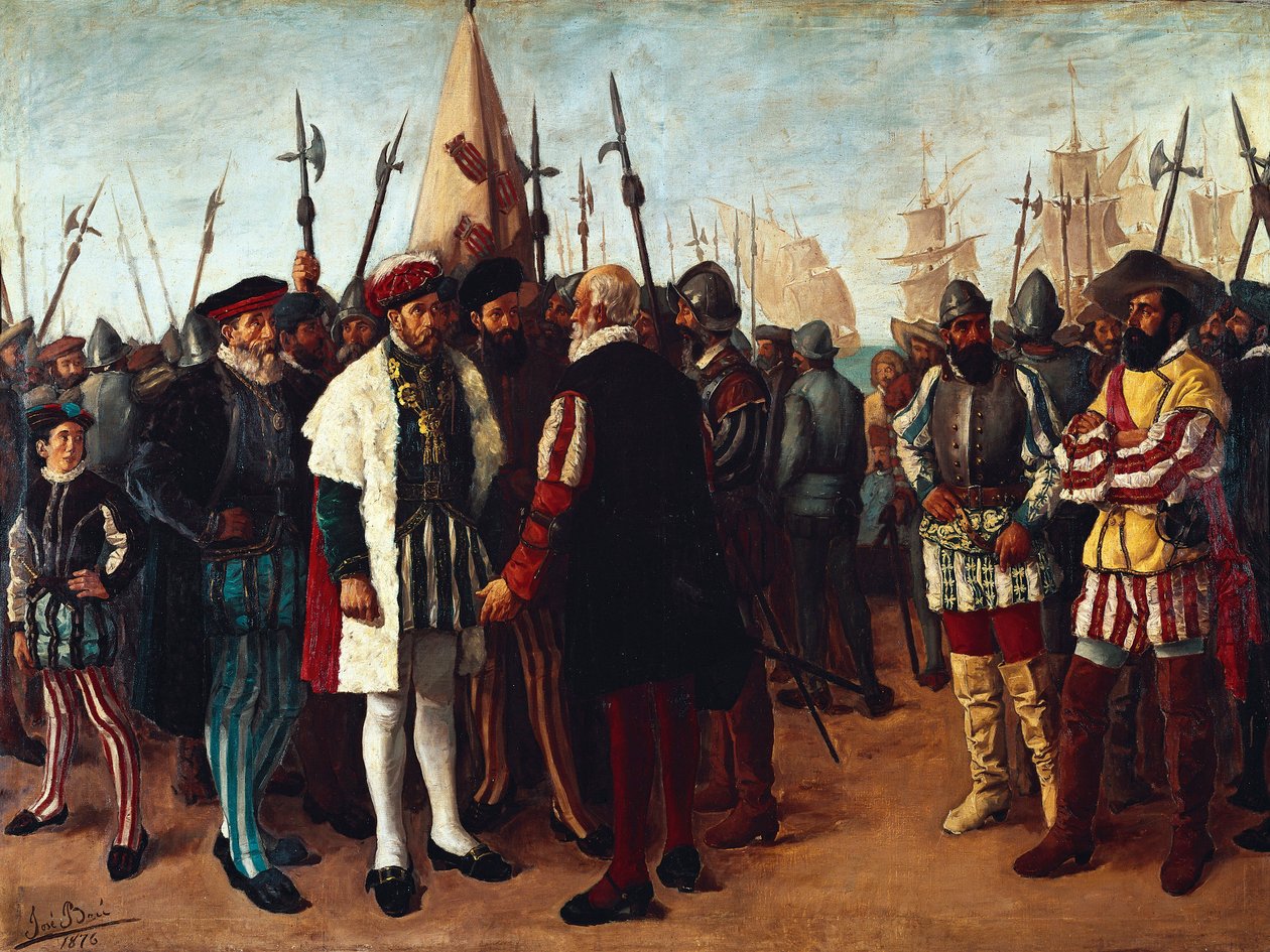„I. Francois francia király (1494-1547) Valencia kikötőjében” 19. század (festmény) alkotó: Jose Bru Albinana