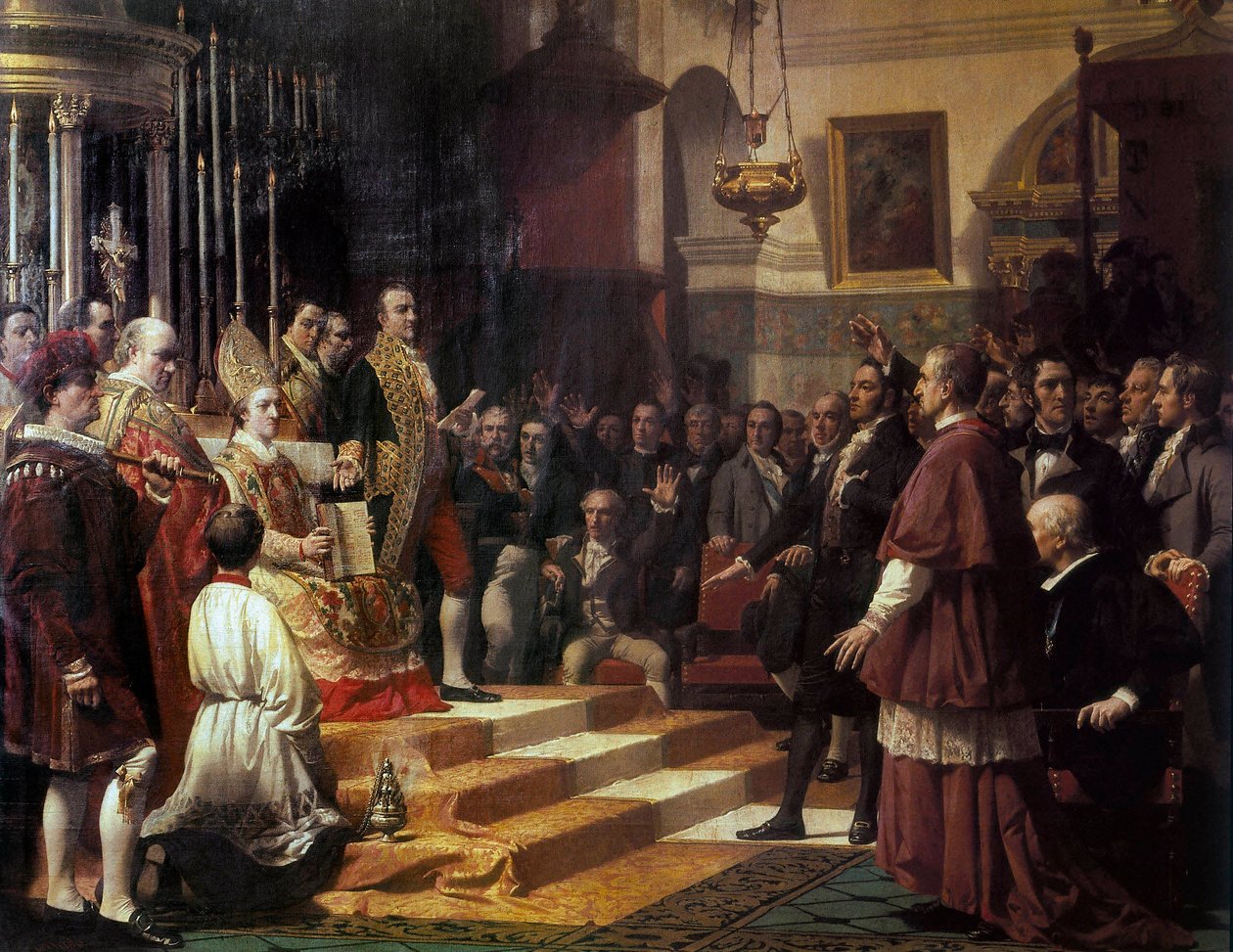 "A Cortes de Cádiz esküje 1810-ben." Jose Casado de Alisal (1832-1886) festménye. 1863 alkotó: Jose Casado del Alisal