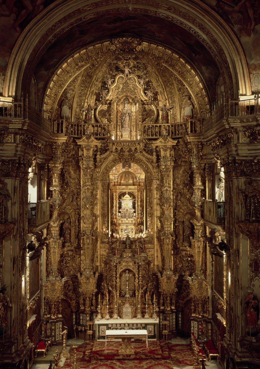 Kilátás a kápolnára és a főoltárra alkotó: Jose Francesco Guerrero