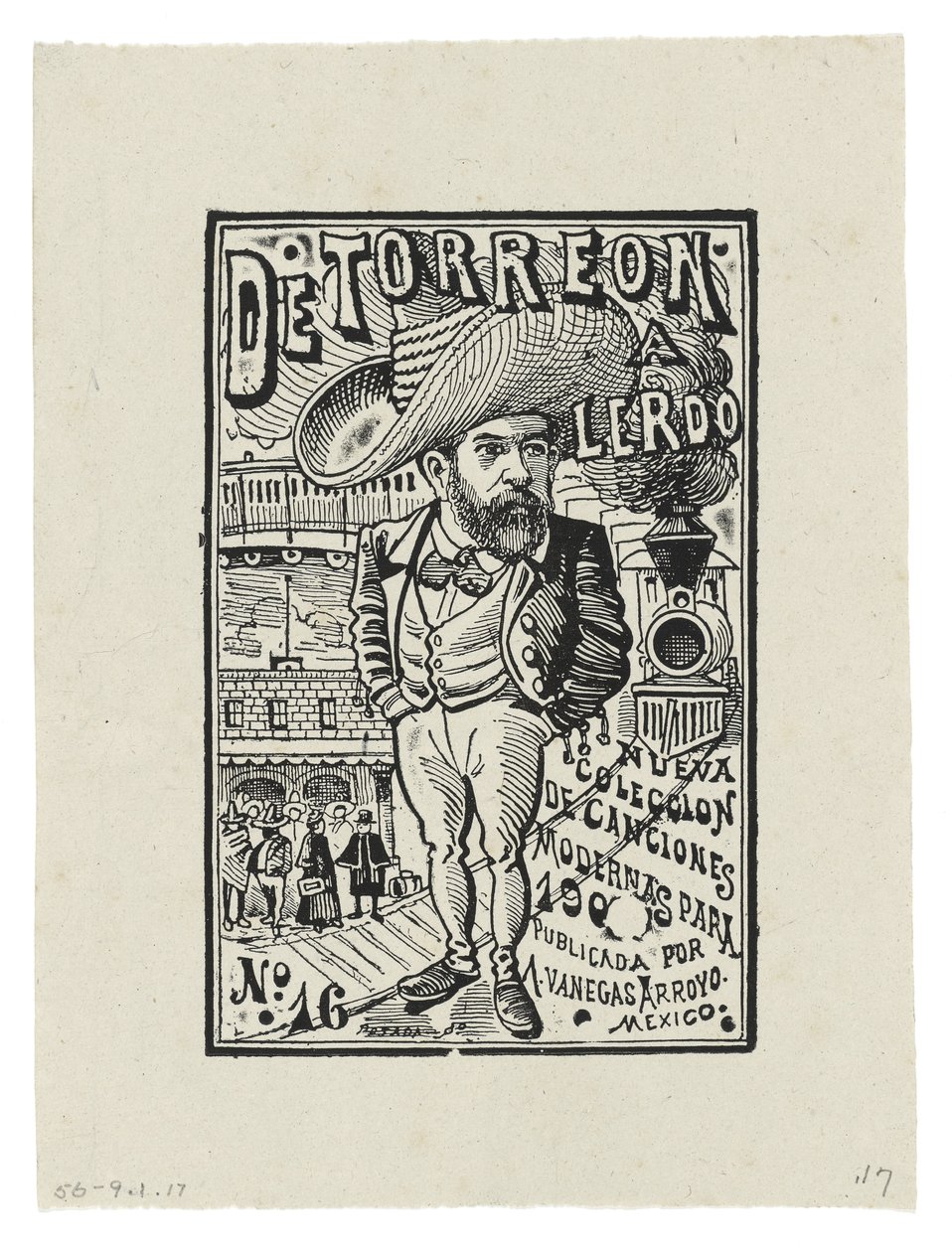Torreóntól Lerdóig, 1905 körül, nyomtatva 1942 (metszet) alkotó: José Guadalupe Posada