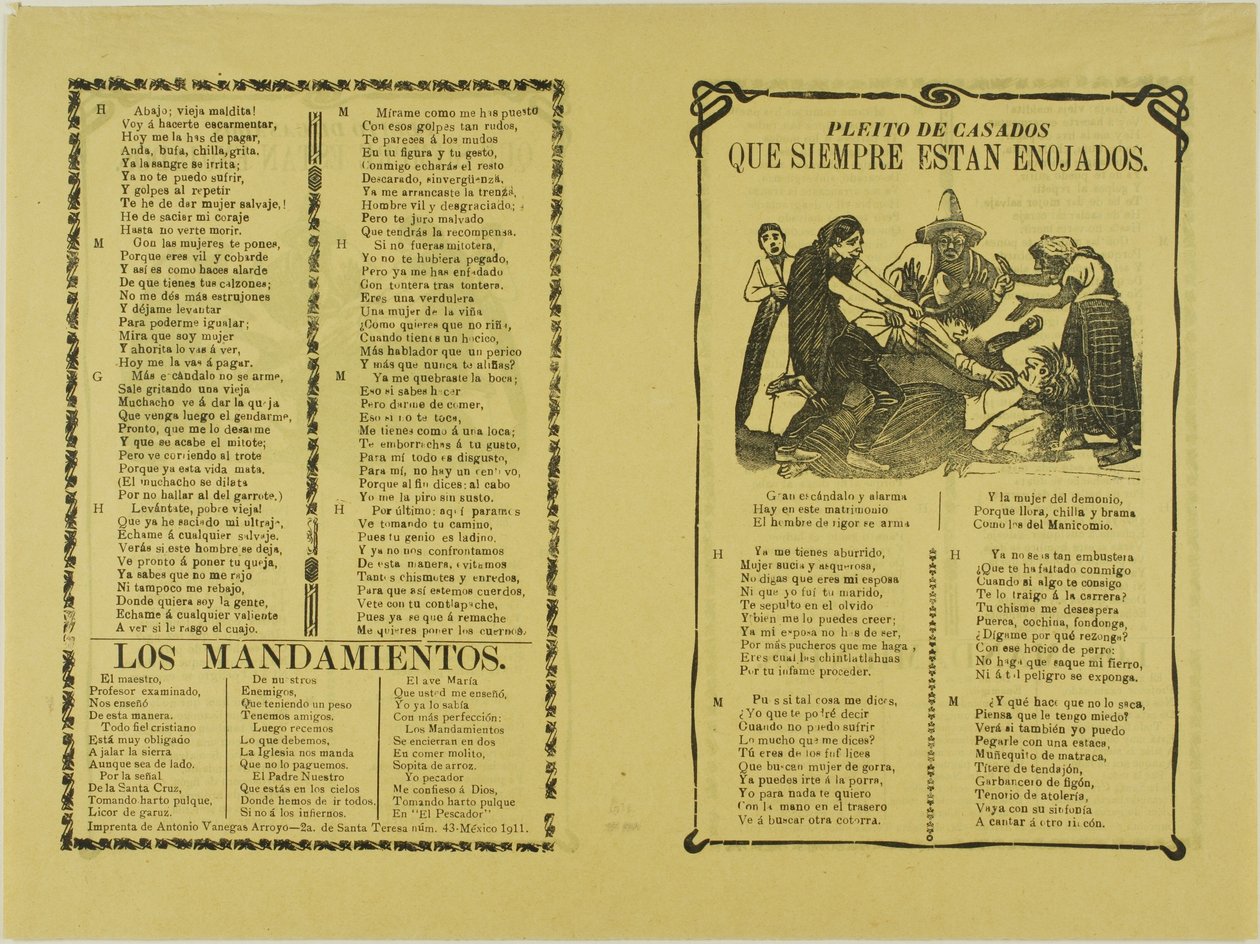 Streit der Ehepartner, die immer wütend sind alkotó: José Guadalupe Posada