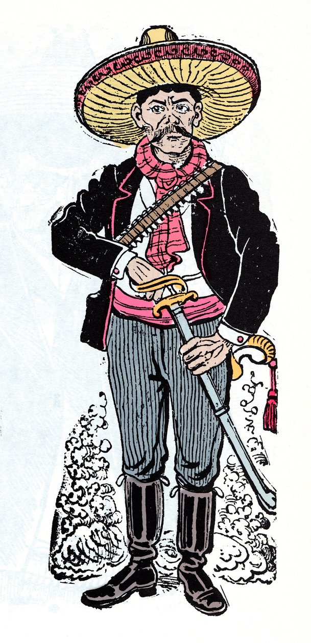 Mexikói forradalom (1910-1920) – Salazar Amador Emiliano Zapata forradalmi követője – Jose Guadalupe Posada (1852-1913) xilográfiája alkotó: José Guadalupe Posada