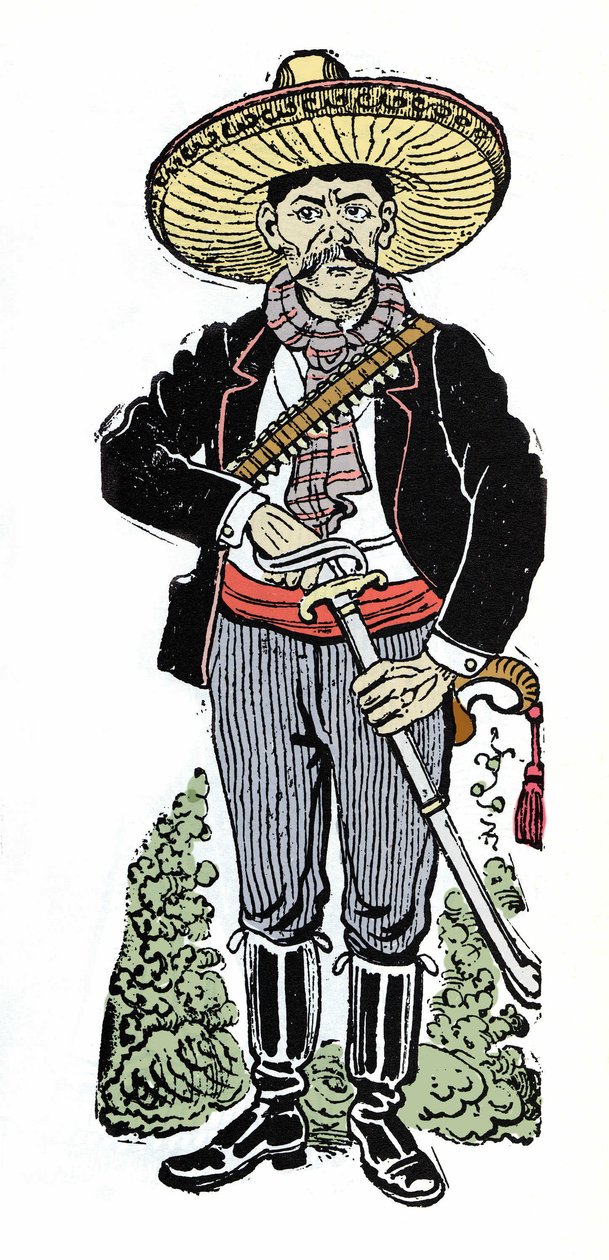 Amador Salazar portréja az 1910-es mexikói forradalom idején. Jose Guadalupe Posada (1852-1913) xilográfiája. alkotó: José Guadalupe Posada
