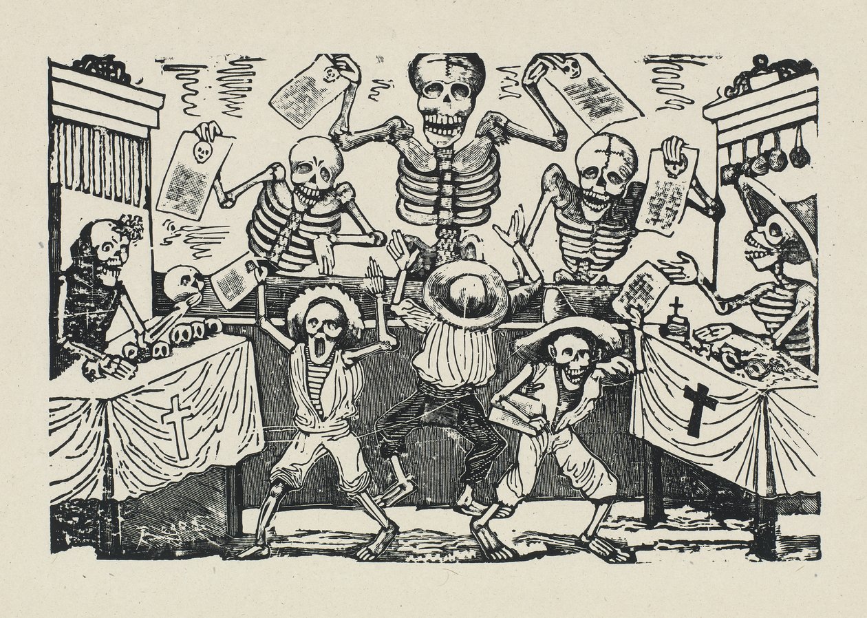 Irodaszer fiúk koponyáinak zűrzavara alkotó: José Guadalupe Posada