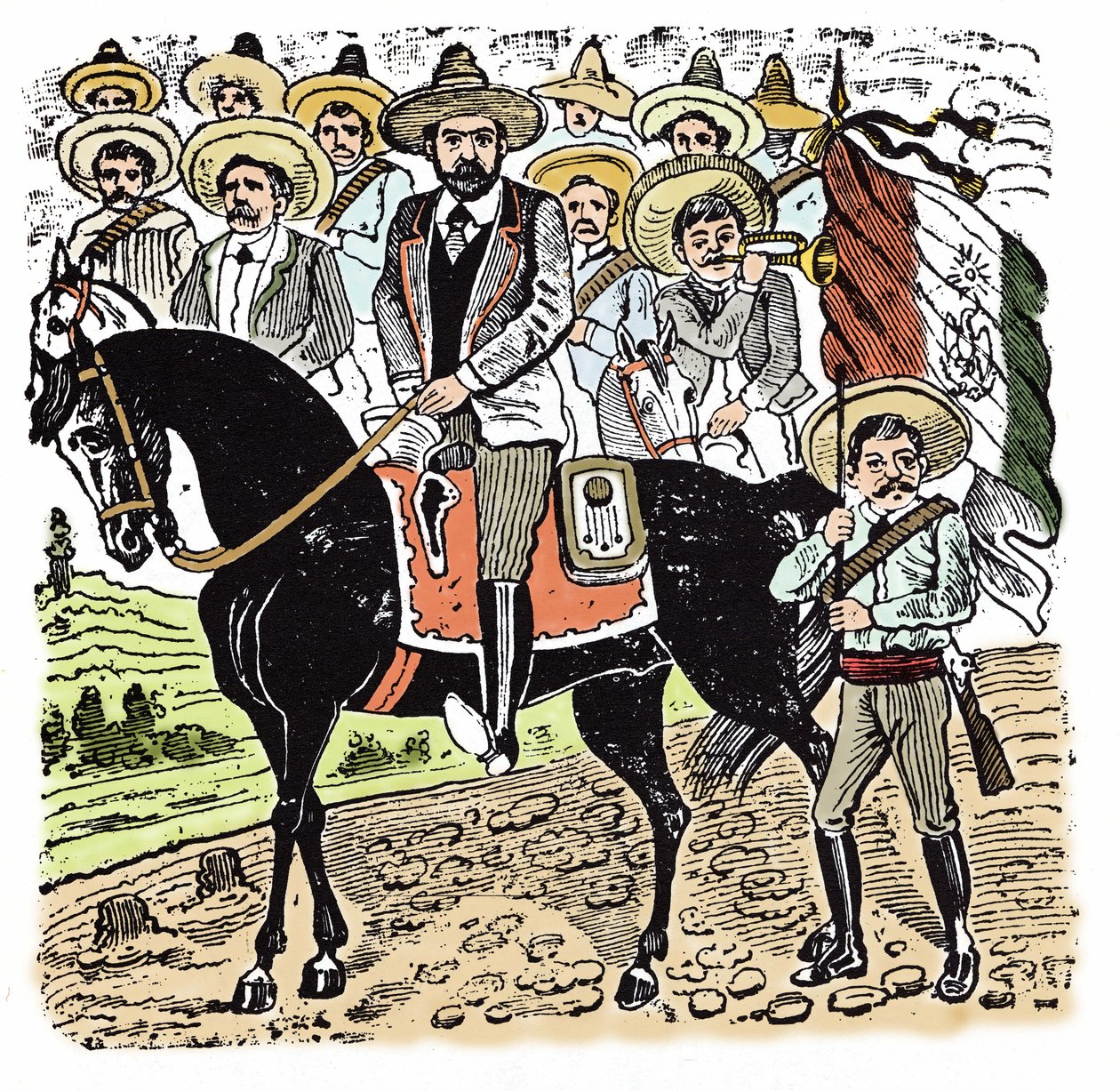 A mexikói forradalom (1910-1920): Francisco Indalecio Madero (1873-1913) mexikói forradalmár portréja. Jose Guadalupe Inn (1852-1913) xilográfiája. alkotó: José Guadalupe Posada
