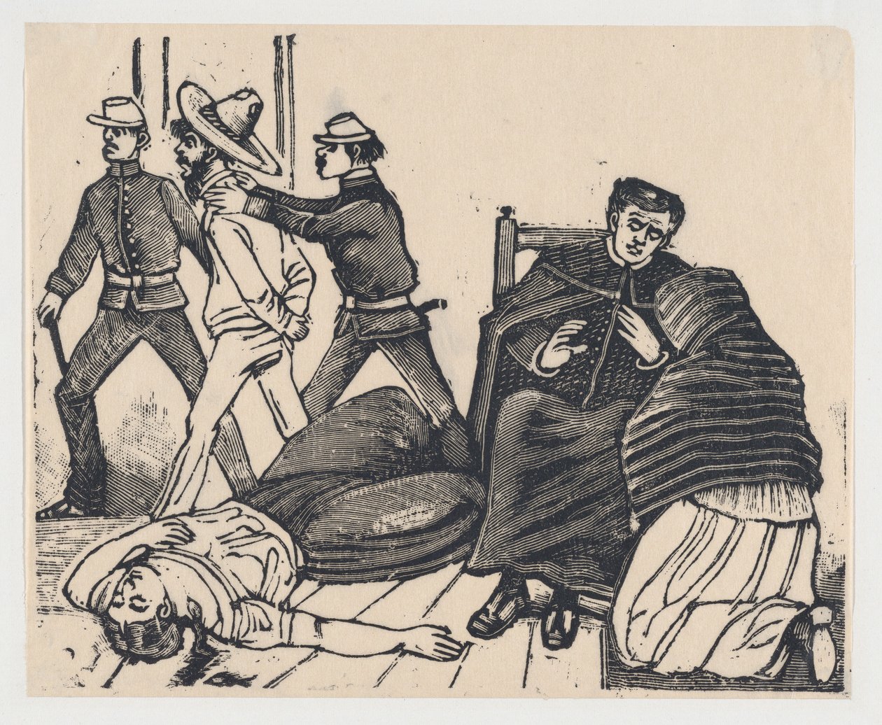 A kettős gyilkosság Puente de los Gallosban alkotó: José Guadalupe Posada