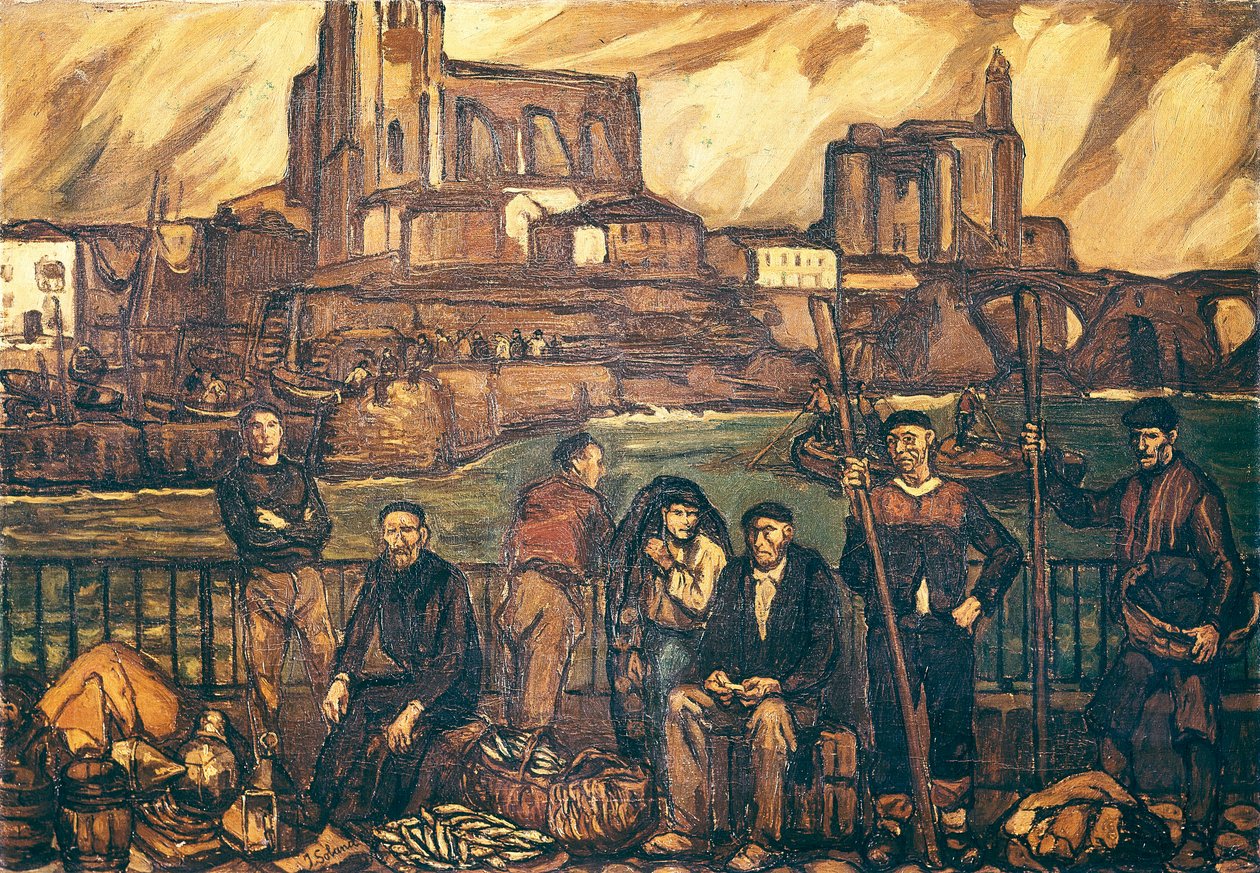 Halászok baszkjai (olaj, vászon) alkotó: Jose Gutierrez Solana