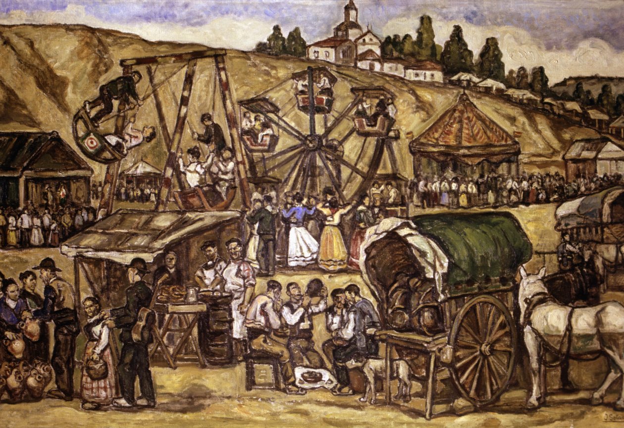 Vásár a San Isidro Meadowsban, Madridban alkotó: Jose Gutierrez Solana