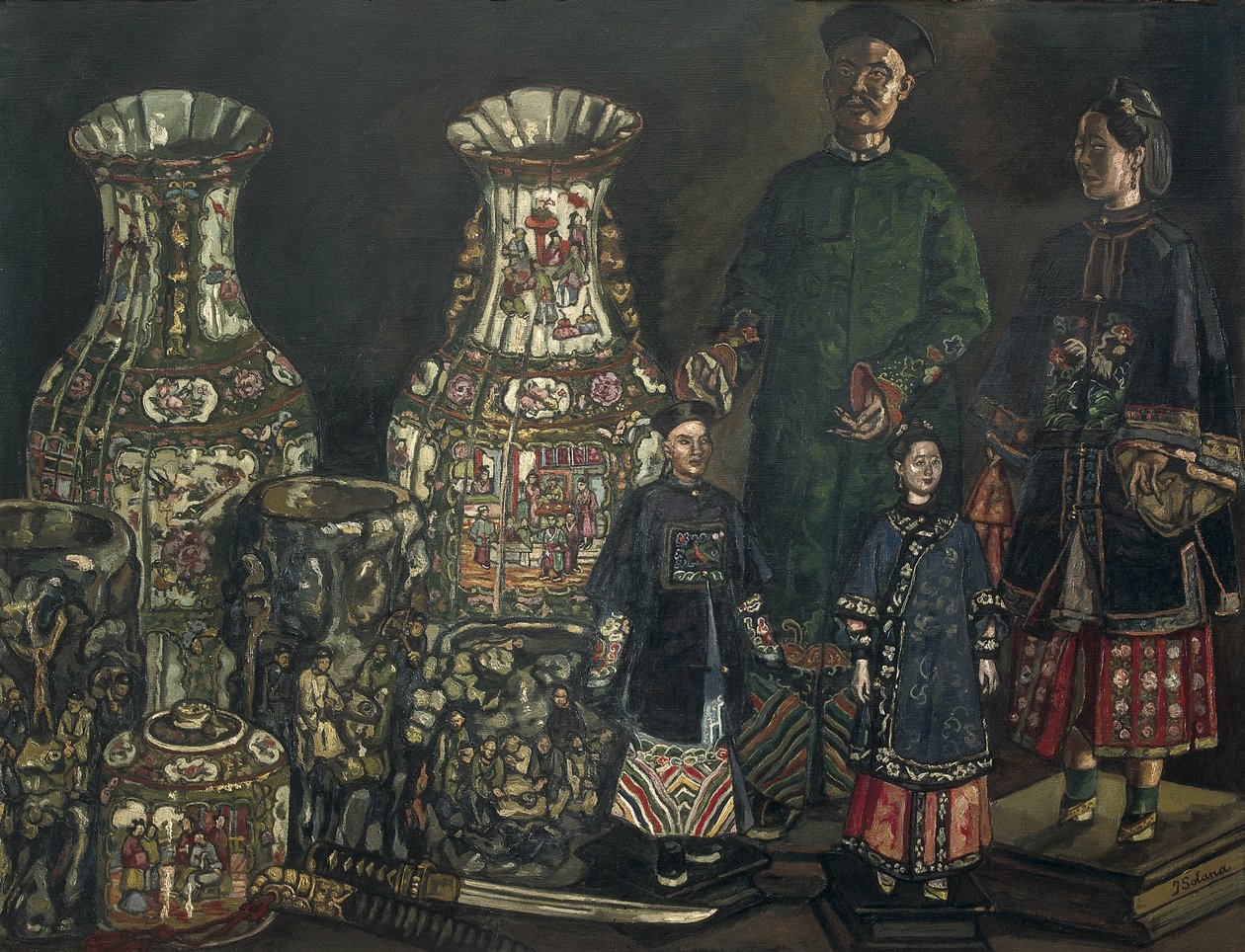 GUTIERREZ SOLANA, Jose (1886-1945). Kínaiak és vázák. 1927. Expresszionizmus. Olaj, vászon. Magántulajdon. alkotó: Jose Gutierrez Solana