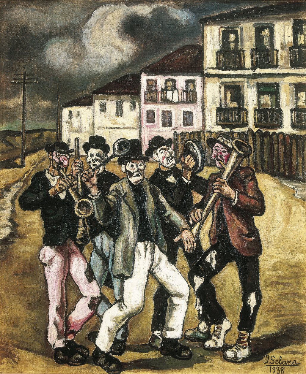 GUTIERREZ SOLANA, Jose (1886-1945). Mascaras vinateras (Borkereskedők szempillaspiráljai). 1944-1945. Olaj, vászon. Magántulajdon. alkotó: Jose Gutierrez Solana