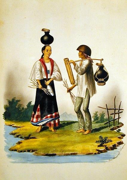 Milksellers, a „The Flebus Album of Views In and Around Manila”, 1845 körül (akvarell papíron) alkotó: Jose Honorato Lozano