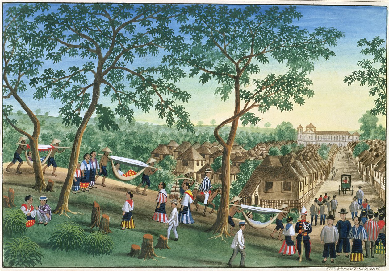 Kirándulás az Antipolo Fiestára, "The Febus Album of Views In and Around Manila", 1845 körül alkotó: Jose Honorato Lozano