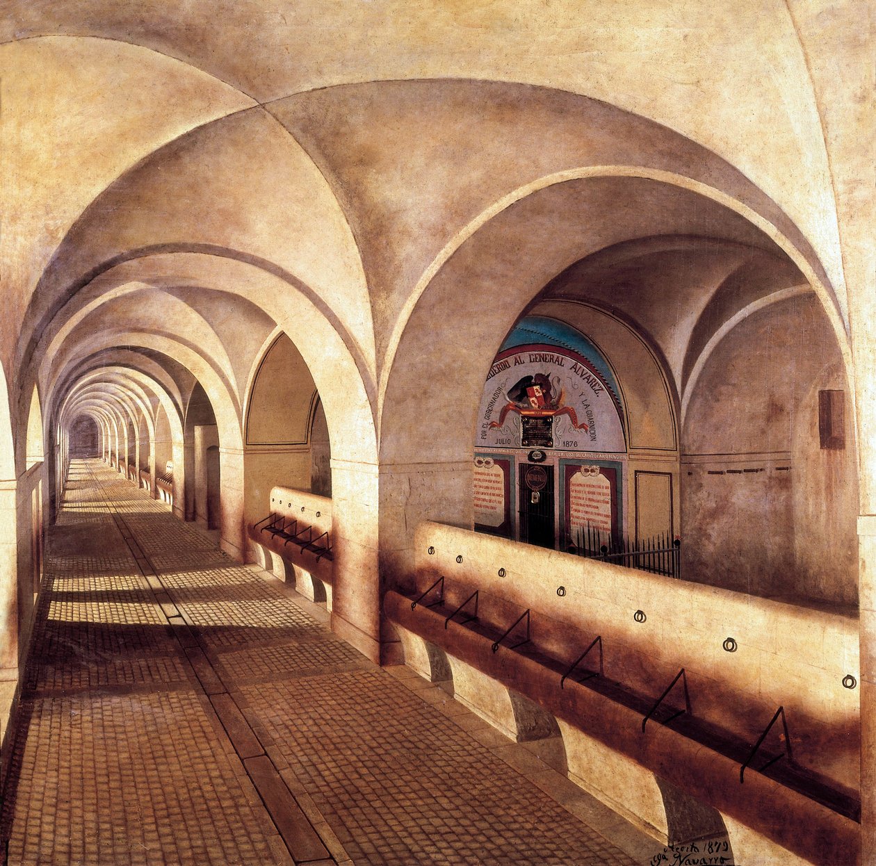 San Fernando de Figuieres kastélyának istállója, amelyet a franciák 1809-ben ostromoltak, a spanyol szabadságharc (1808-1814) idején, balra Mariano Alvarez de Castro (1749-1810) börtönének ajtaja. , G. tiszt és katonai kormányzója alkotó: Jose Lafita y Blanco